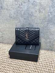 Ysl Quilted Leather Wallet Silver Hardware In Black - 1