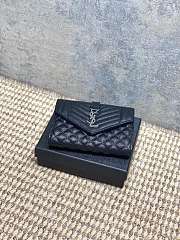 Ysl Quilted Leather Wallet Silver Hardware In Black - 6