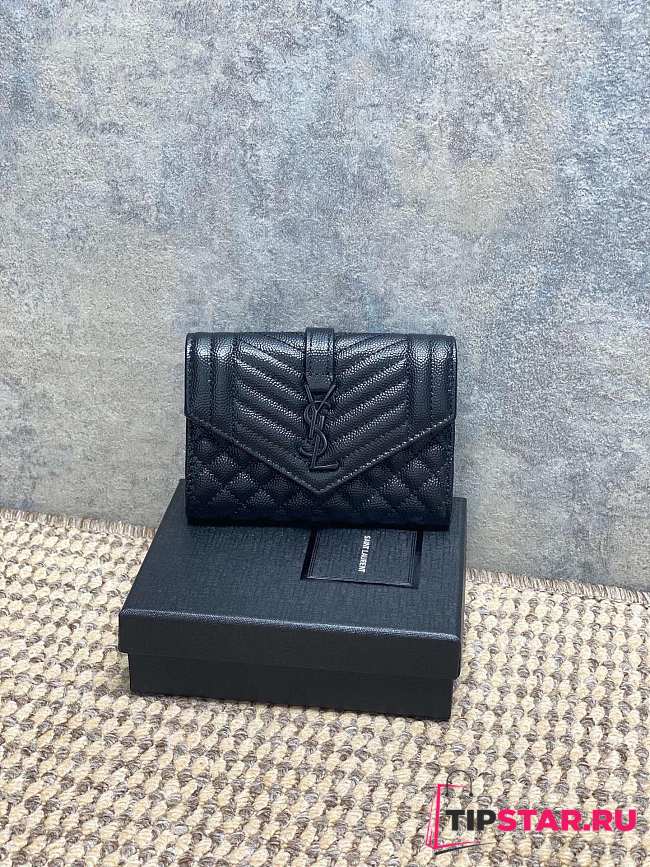Ysl Quilted Leather Wallet Black Hardware In Black - 1