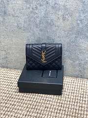 Ysl Quilted Leather Wallet Gold Hardware In Black - 1