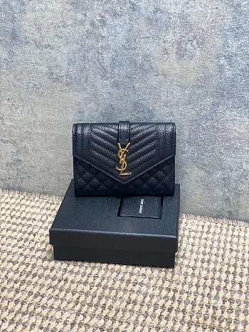 Ysl Quilted Leather Wallet Gold Hardware In Black