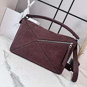 Loewe Puzzle grained nubuck tote bag burgundy - 5