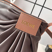 LOEWE Featherlight Gathered Leather Tote Brown - 3