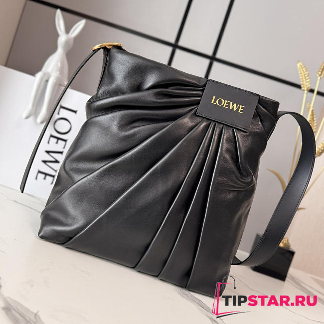 Loewe Featherlight Gathered Leather Tote Black - 1