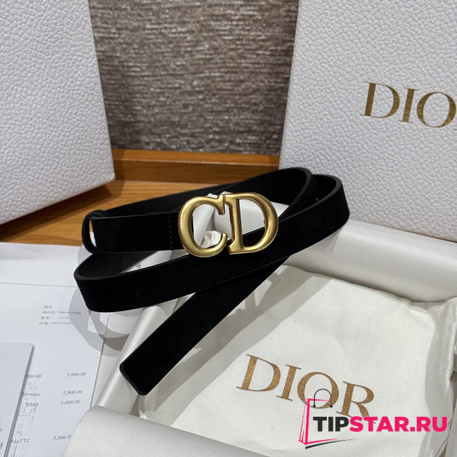 Dior 2cm Suede Women's Belt Black Color - 1