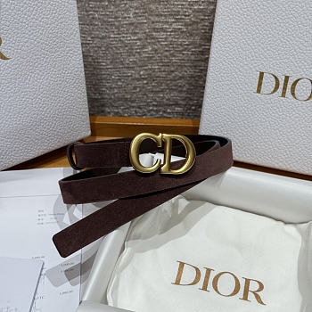Dior 2cm Suede Women's Belt Dark Brown