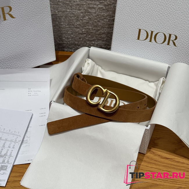 Dior 2cm Suede Women's Belt Tan Color - 1