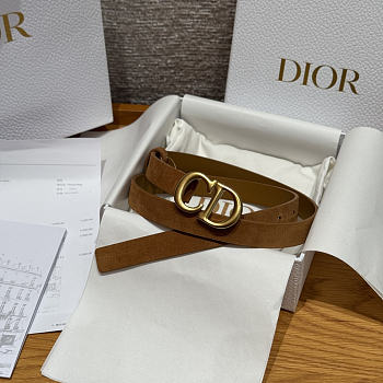 Dior 2cm Suede Women's Belt Tan Color
