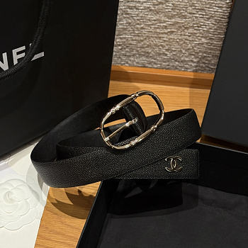 Chanel Double-sided caviar skin belt Gold/Black