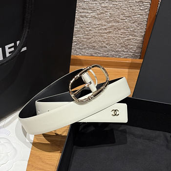 Chanel Double-sided calfskin belt Gold/Black and White