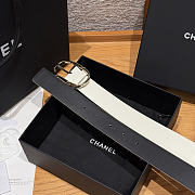 Chanel Double-sided calfskin belt Gold/Black and White - 5