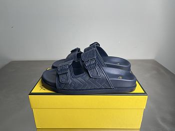 Fendi FF Double Strap Monogram Sandals In Dark Blue
