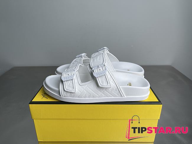 Fendi FF Double Strap Monogram Sandals In White - 1