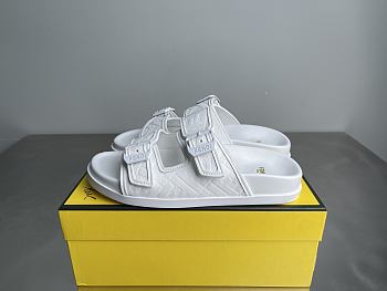 Fendi FF Double Strap Monogram Sandals In White