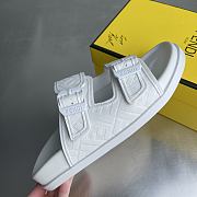Fendi FF Double Strap Monogram Sandals In White - 5