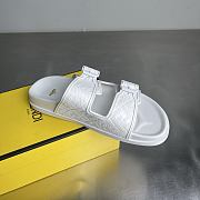 Fendi FF Double Strap Monogram Sandals In White - 4