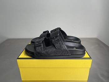Fendi FF Double Strap Monogram Sandals In Black
