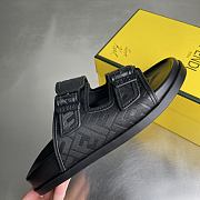 Fendi FF Double Strap Monogram Sandals In Black - 5