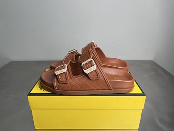 Fendi FF Double Strap Monogram Sandals In Brown