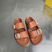 Fendi FF Double Strap Monogram Sandals In Brown - 2