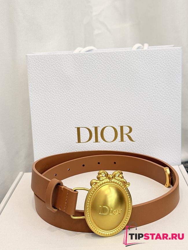 Dior Médaillon Belt 25mm Brown Buckle White Smooth Calfskin - 1