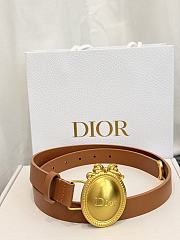 Dior Médaillon Belt 25mm Brown Buckle White Smooth Calfskin - 1