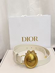 Dior Médaillon Belt 25mm Gold Buckle White Smooth Calfskin - 1