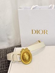 Dior Médaillon Belt 25mm Gold Buckle White Smooth Calfskin - 2