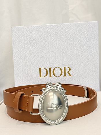 Dior Médaillon Belt 25mm Silver Buckle Brown Smooth Calfskin