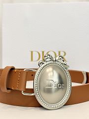 Dior Médaillon Belt 25mm Silver Buckle Brown Smooth Calfskin - 3