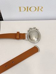 Dior Médaillon Belt 25mm Silver Buckle Brown Smooth Calfskin - 2