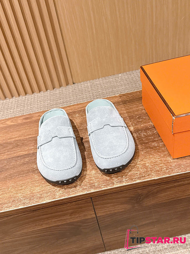 Hermes Mix mule Alabaster light gray calfskin insole - 1