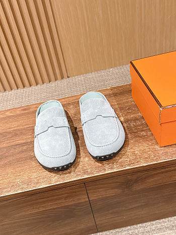 Hermes Mix mule Alabaster light gray calfskin insole