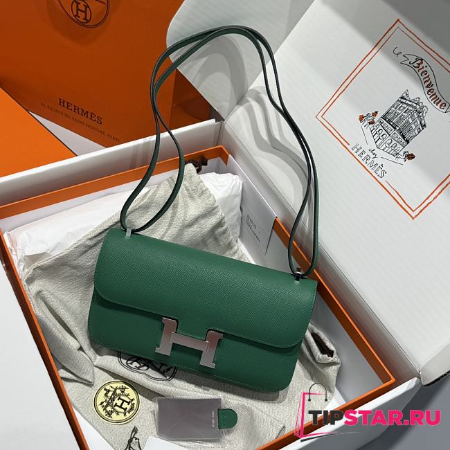 Hermès Constance Silver hardware Shoulder Bag Emerald green - 1