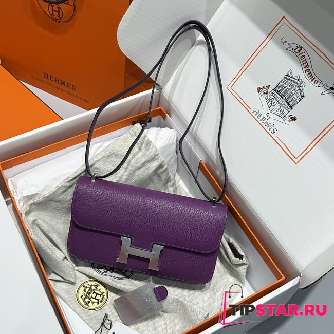 Hermès Constance Silver hardware Shoulder Bag Orchid purple - 1