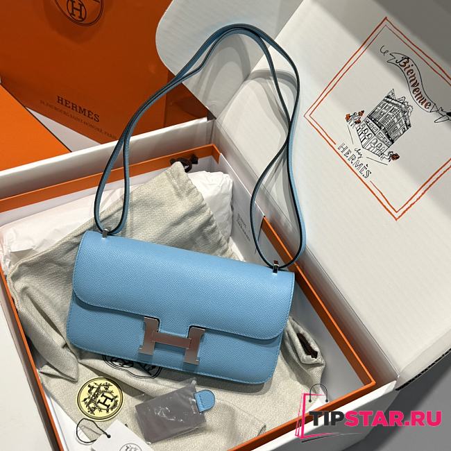 Hermès Constance Silver hardware Shoulder Bag Sky Blue - 1
