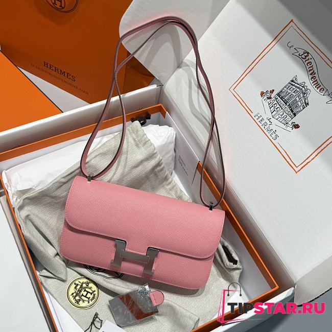 Hermès Constance Silver hardware Shoulder Bag Pastel pink - 1