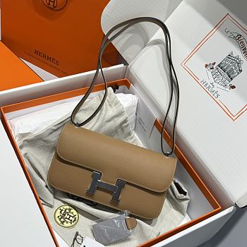 Hermès Constance Silver Hardware Shoulder Bag Camel