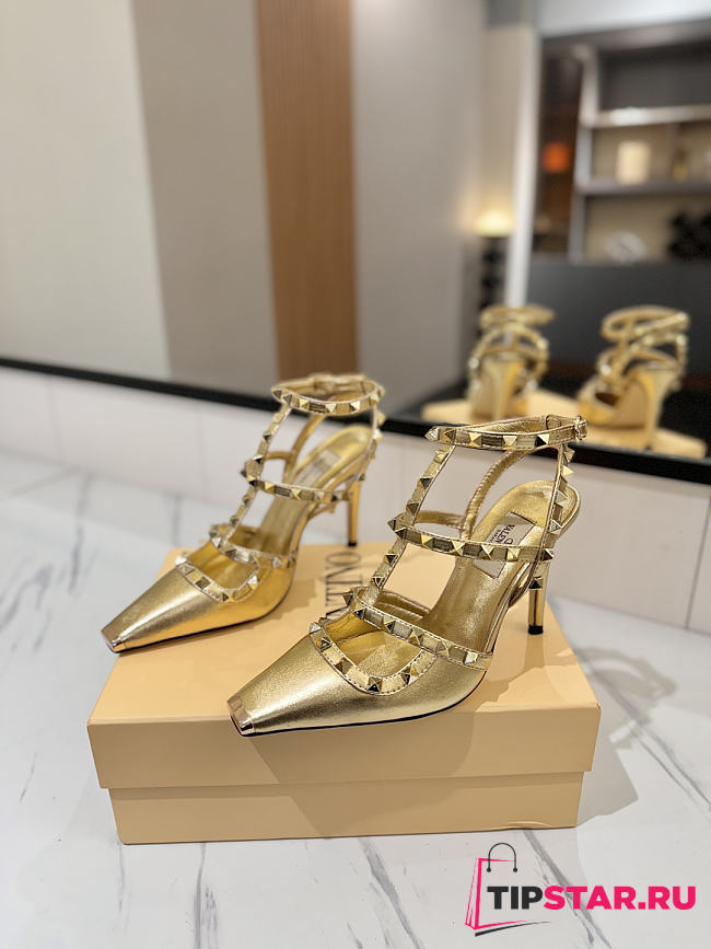 Valentino Rivet Sandals high Heels In Gold - 1