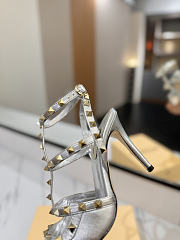 Valentino Rivet Sandals high Heels In Silver - 3