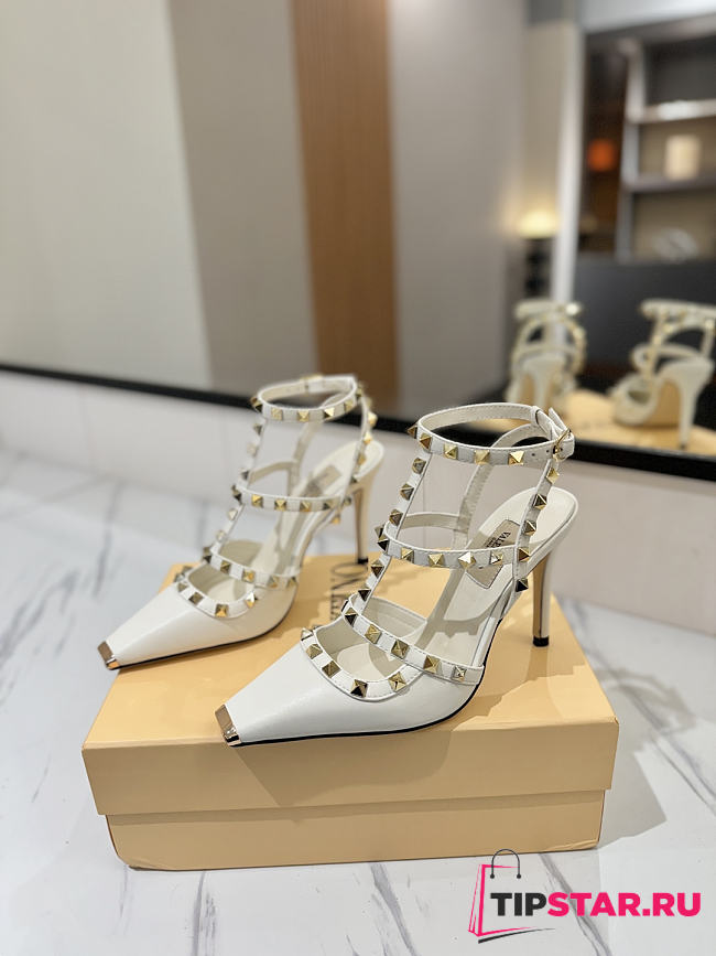 Valentino Rivet Sandals high Heels In White - 1