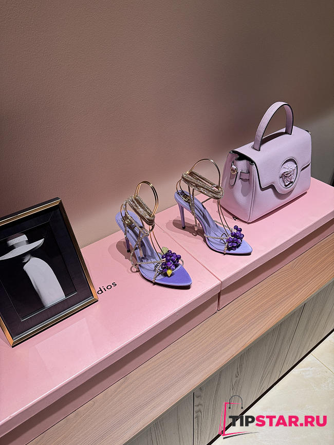 Ysl MON CHÉRI sandals in suede and rhinestones lilas purble & amethyst - 1