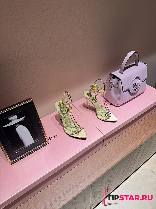 Ysl MON CHÉRI sandals in suede and rhinestones amande & yellow - 1