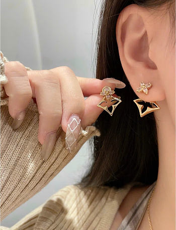 Louis Vuitton Flowergram Strass earrings in gold-toned metal with pink rhinestones