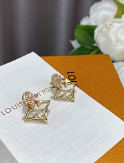 Louis Vuitton Flowergram Strass earrings in gold-toned metal with pink rhinestones - 4