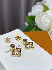 Louis Vuitton Flowergram Strass earrings in gold-toned metal with pink rhinestones - 3