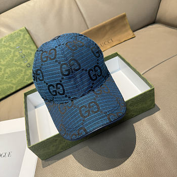 Gucci Large Double G Baseball Cap Dark Blue