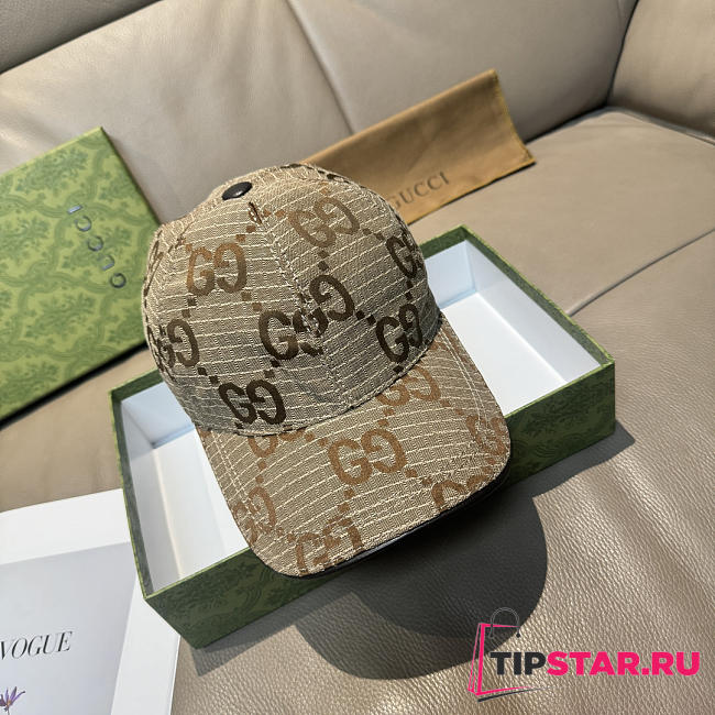 Gucci Large Double G Baseball Cap Beige - 1