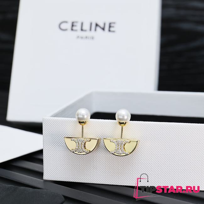 Celine Arc de Triomphe Sailboat Pearl Earrings - 1