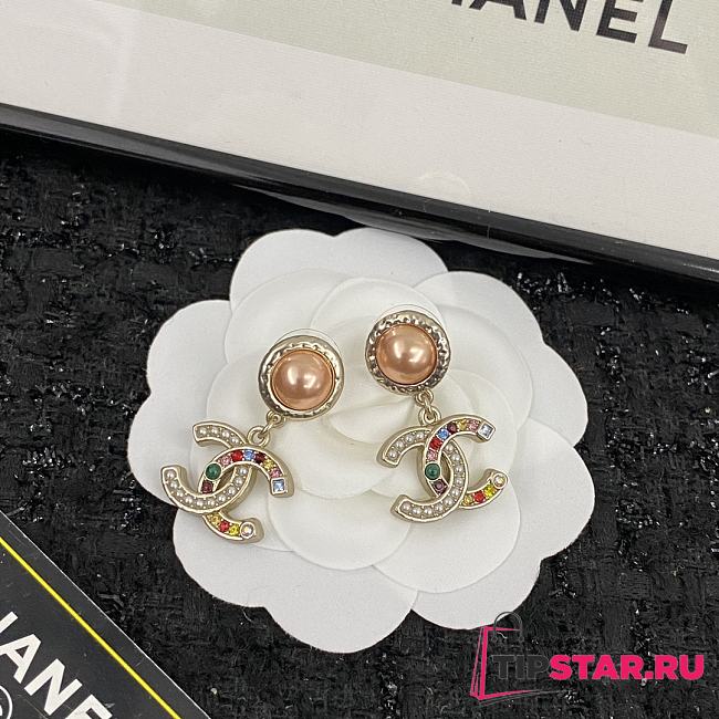 Chanel Pearl Crystal CC Earrings Gold Multicolor - 1